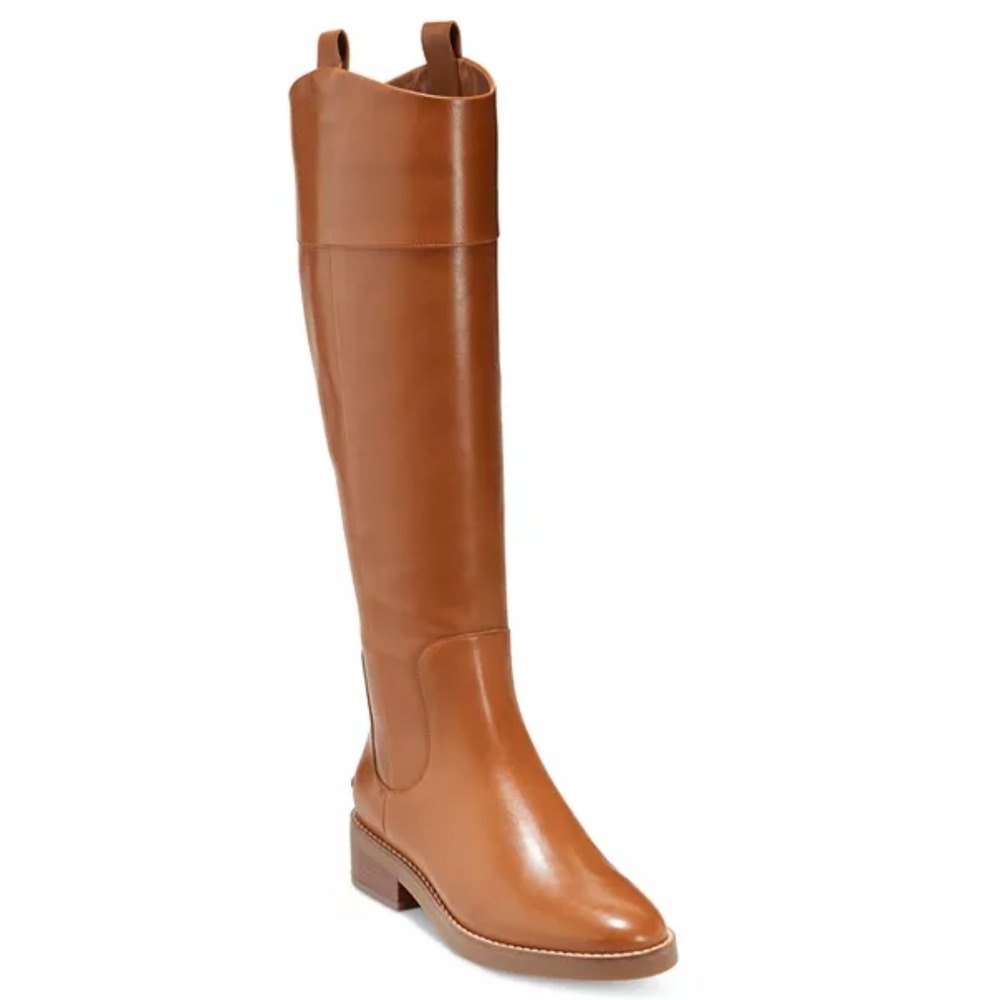 New $420 Cole Haan Hampshire Knee High Leather Riding Boots 6 Womens British Tan